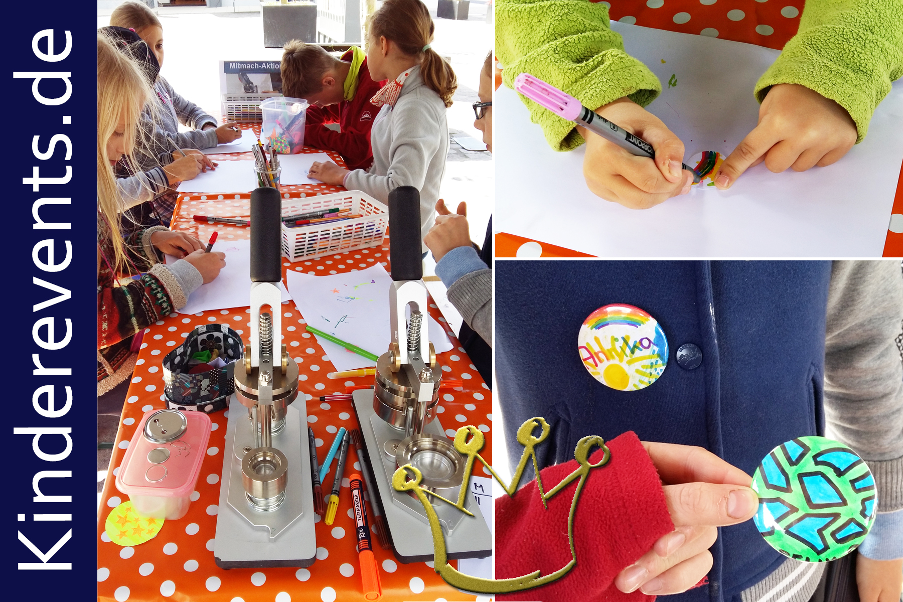 Buttons herstellen, Buttonmaschine von kinderevents.de